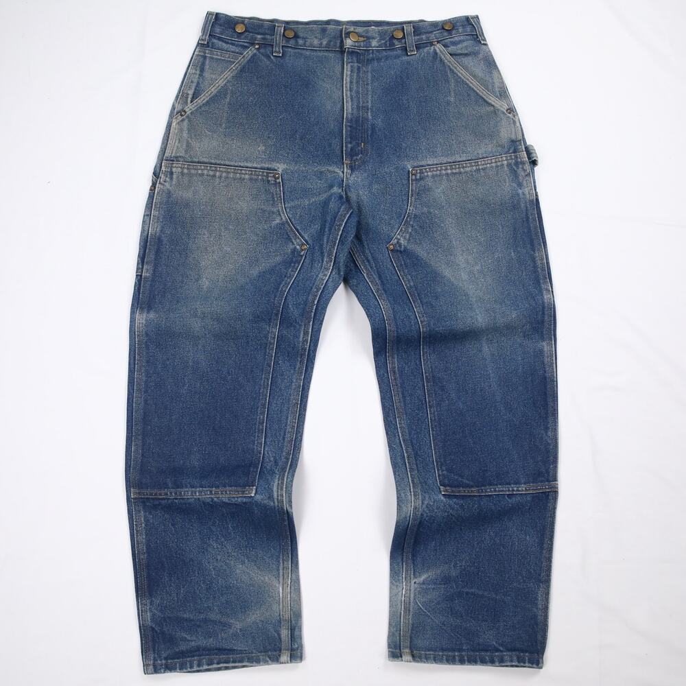 Vintage Carhartt B07 DNM Faded Blue Jeans Denim Double Knee Carpenter Pant 36x30